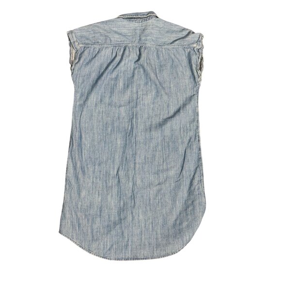 Old Navy Womens M Sleeveless Denim Shirt Dress Button Up Front 100% cotton - Picture 3 of 7